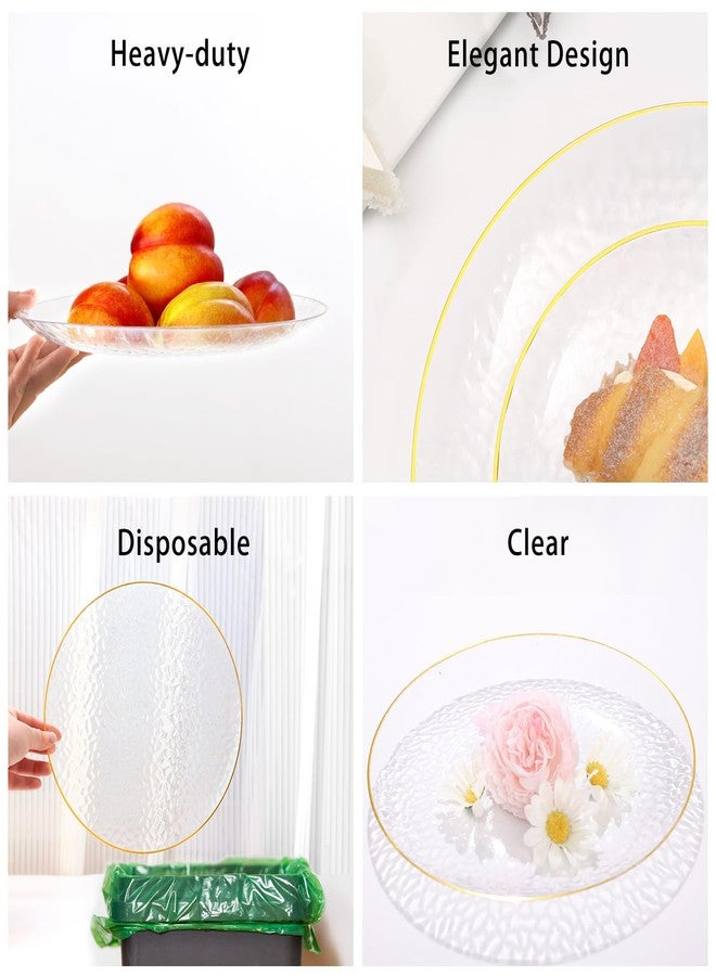 BONSINY 150 Pcs Plastic Dinnerware Set Disposable for 25 Guests - Clear Plates with Gold Trim, Fancy Plastic Plates for Party Wedding Birthday Halloween - Image 4