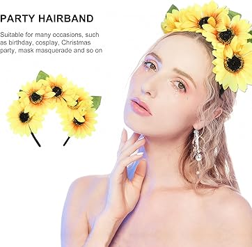 FOMIYES Sunflower Headband Flower Hair Hoop Women Floral Hair Band Hair Clips for Women Wedding Bridal Beach Hair Decoration - Image 2