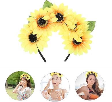 FOMIYES Sunflower Headband Flower Hair Hoop Women Floral Hair Band Hair Clips for Women Wedding Bridal Beach Hair Decoration - Image 4