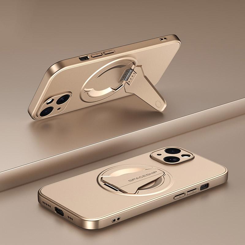 erorex For iPhone 13 Spaceship MagSafe Folding Holder Phone Case(Desert Gold) - Image 1