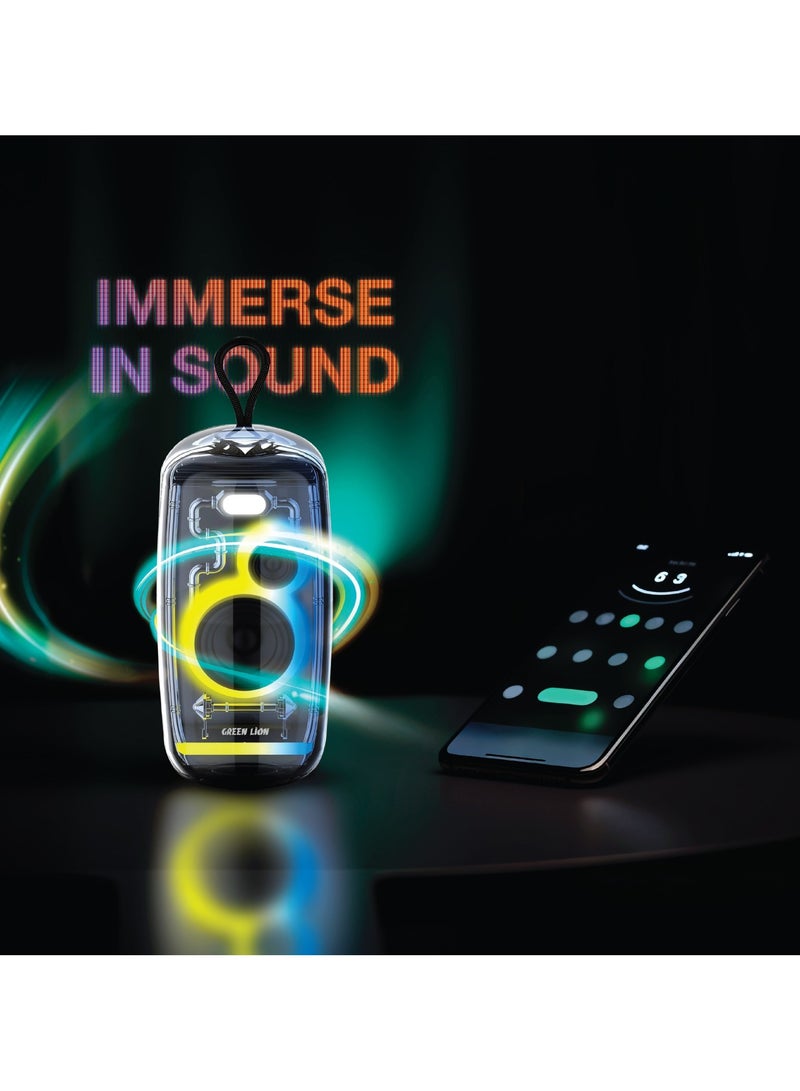 GREEN LION Palma Pro Wireless RGB Speaker / 10M Bluetooth Distance / 7 Hours Working Time / V5.2 Bluetooth / FM Radio / Extra Bass / TWS / TF Card / 2400mAh Battery Capacity / Type-C Charging Port - Black - Image 2