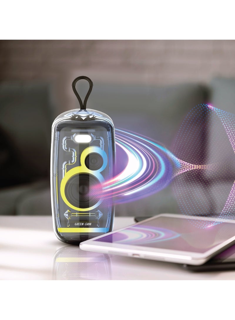 GREEN LION Palma Pro Wireless RGB Speaker / 10M Bluetooth Distance / 7 Hours Working Time / V5.2 Bluetooth / FM Radio / Extra Bass / TWS / TF Card / 2400mAh Battery Capacity / Type-C Charging Port - Black - Image 3