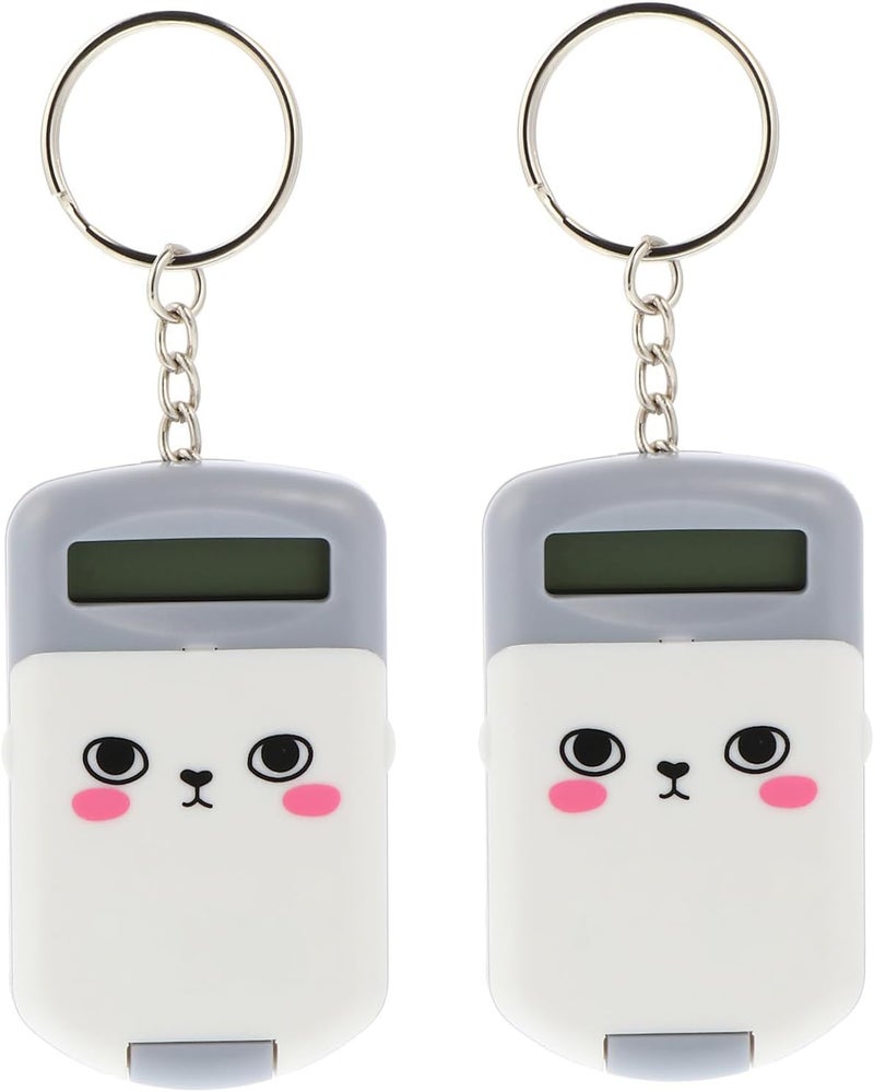 Zerodeko 2pcs Portable Mini Calculator for Students with Pocket Size Design, Cute Grey Plastic Arithmetic Counter for School and Office Use - Image 1
