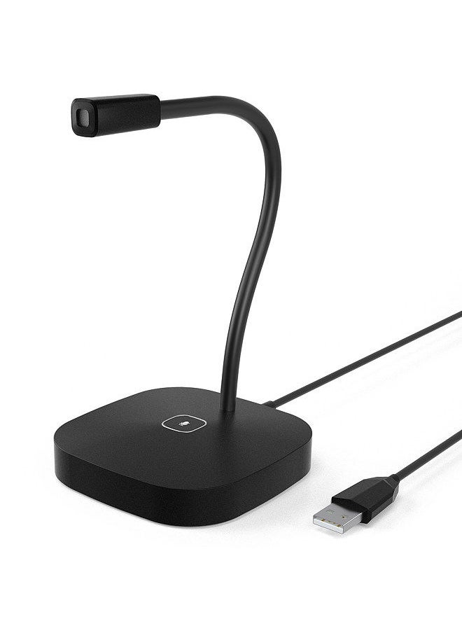 Generic - Desktop Computer Microphone USB Wired Microphone 360 Degrees Omnidirectional Condenser Mic Adjustable Neck with Mute Touch-Button Plug & Play for Computer PC Laptop Office Meeting Recording Games - Image 1