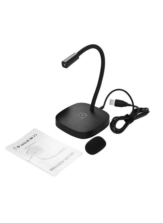 Generic - Desktop Computer Microphone USB Wired Microphone 360 Degrees Omnidirectional Condenser Mic Adjustable Neck with Mute Touch-Button Plug & Play for Computer PC Laptop Office Meeting Recording Games - Image 1