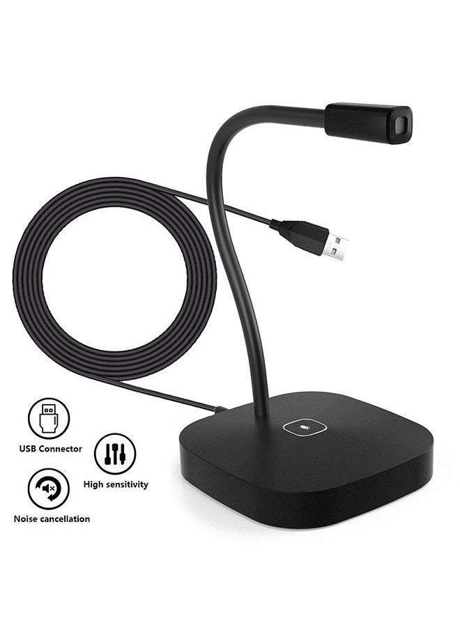 Generic - Desktop Computer Microphone USB Wired Microphone 360 Degrees Omnidirectional Condenser Mic Adjustable Neck with Mute Touch-Button Plug & Play for Computer PC Laptop Office Meeting Recording Games - Image 1