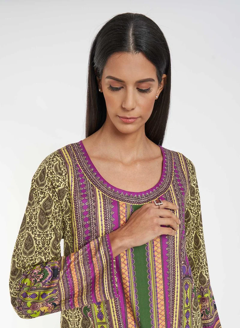KASHKHA Placement Digital Printed Jalabiya