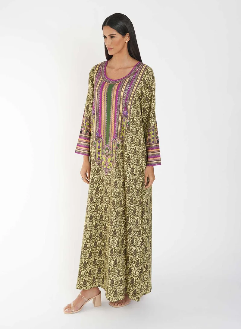 KASHKHA Placement Digital Printed Jalabiya
