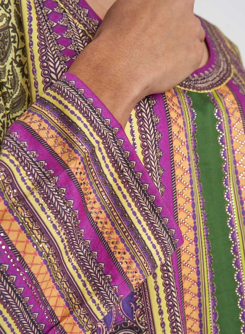 KASHKHA Placement Digital Printed Jalabiya