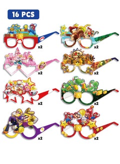 16 Packs Party Paper Glasses, Funny Paper Glasses, Fancy Dress Props for Fun Cartoon Themed Kids Party, Favors Cartoon Party Supplies, Cartoon Themed Party Decoration