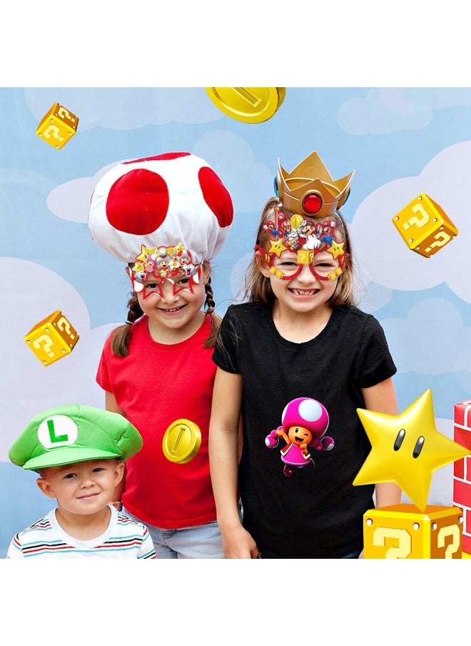 Generic - 16 Packs Party Paper Glasses, Funny Paper Glasses, Fancy Dress Props for Fun Cartoon Themed Kids Party, Favors Cartoon Party Supplies, Cartoon Themed Party Decoration - Image 1