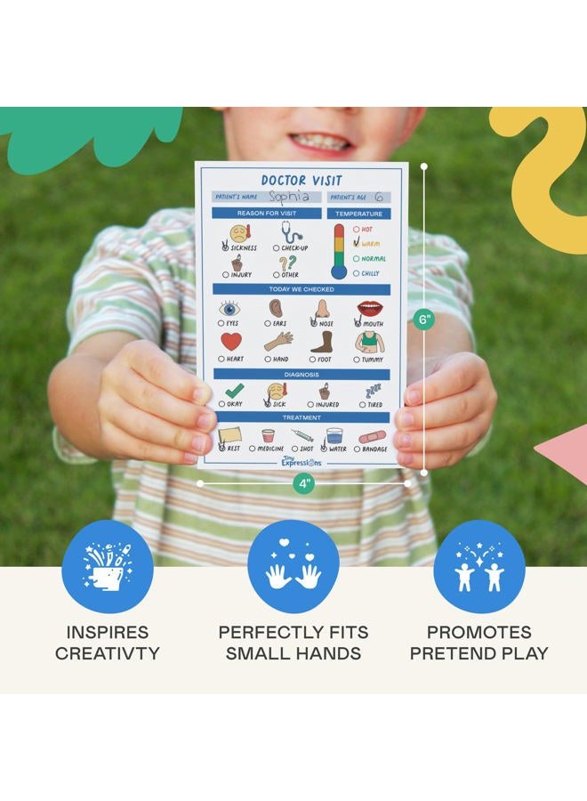 Tiny Expressions Kids Pretend Play Notepads – 40 Pages Boarding Pass & 40 Pages Classroom Report Card Notepad - Travel Booking Agent and Teacher Imaginative Role Play - Playtime Pads - Image 3