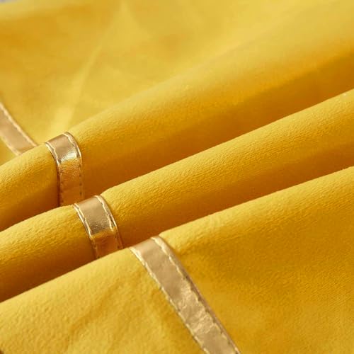 AEROHAVEN™ Set of 2 Premium Velvet with Gold Stripes Decorative Throw Pillow/Cushion Covers with Invisible Zipper - (24 x 24 Inch, Yellow) - Image 4