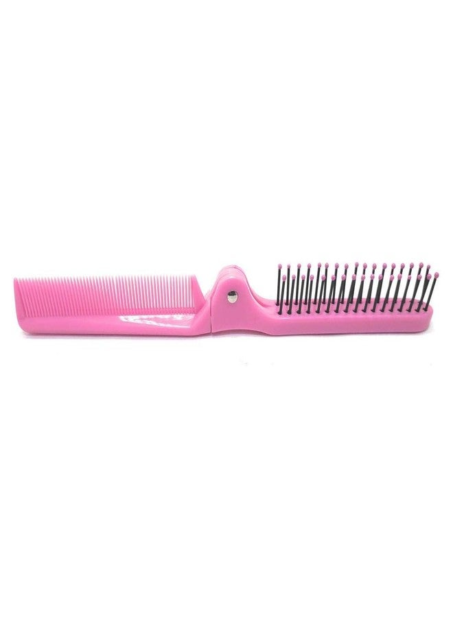 Scarlet Line Compact Travel Friendly Folding Pocket Comb Double Sided Portable Mini Pocket Hair Brush Foldable Pocket Kangi for Hair Styling_Pink - Image 5