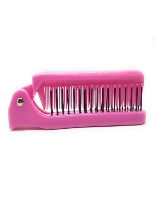 Scarlet Line Compact Travel Friendly Folding Pocket Comb Double Sided Portable Mini Pocket Hair Brush Foldable Pocket Kangi for Hair Styling_Pink - Image 2