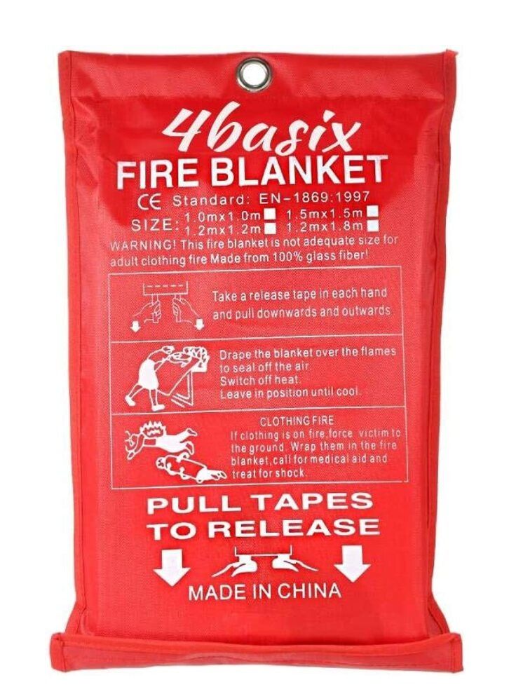 4basix Fire Blanket 1.2 x 1.8 Meter Fiberglass for Kitchen, Home, Hotels - Image 1