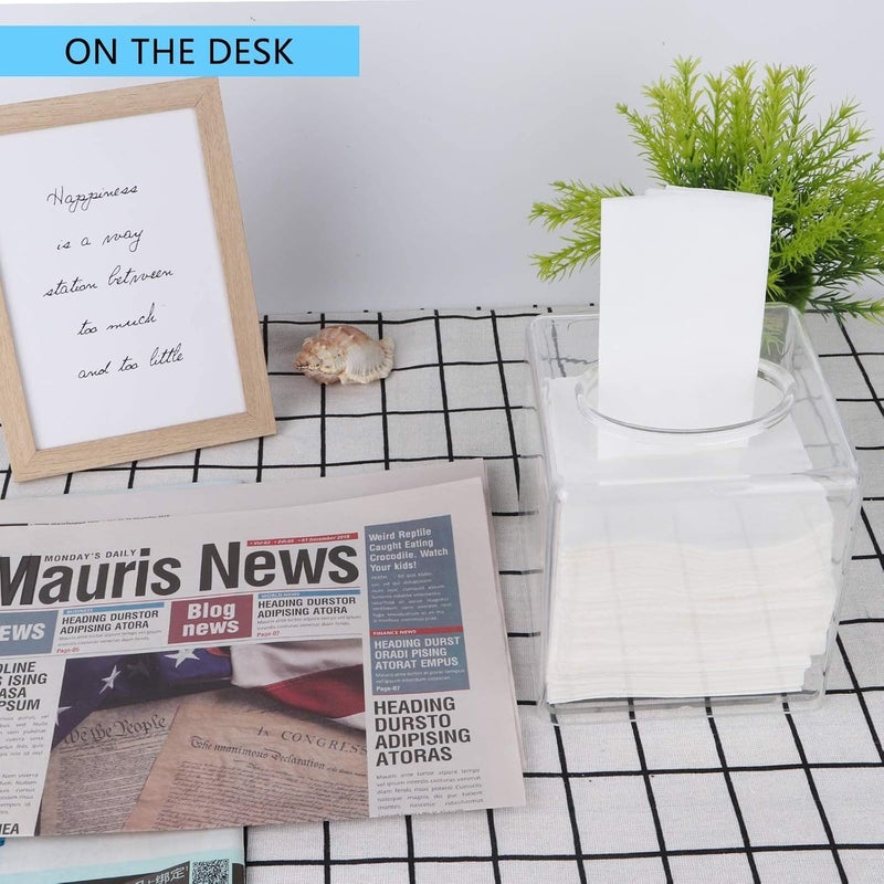 Paghadi Clear Acrylic Tissue Box Cover with Decorative Pattern, 13 cm x 13 cm x 13 cm - Image 3