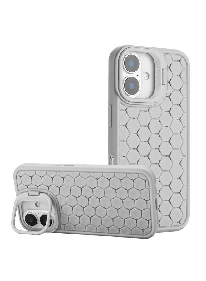 اس-توب جراب لهاتف iPhone 16 Plus مزود بحامل عدسات مشعة على شكل خلية نحل من Magsafe - Image 1