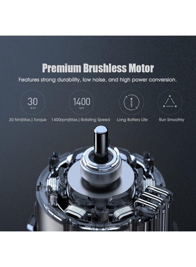 ميثيا مثقاب ومفك كهربائي لاسلكي Mijia Smart Brushless 12V MAX | محرك بدون فرش | عزم 30 نيوتن.متر | شحن USB-C | مع 24 رأس مفك - Image 3
