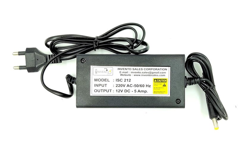 INVENTO 12V 5A 60 Watt DC Power supply AC Adaptor SMPS AC to DC Converter for battery charger CCTV DIY - Image 2