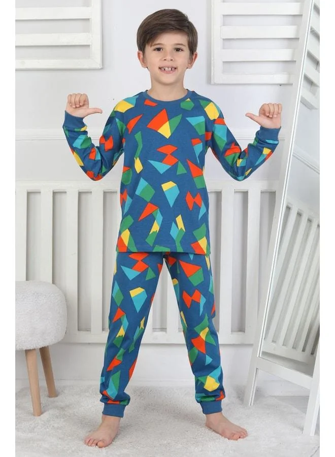 Zuzunga Colorful Geometric Pattern Boys' Pajama Set.
