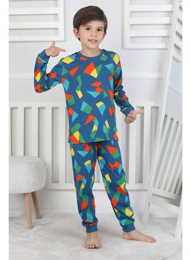 Zuzunga Colorful Geometric Pattern Boys' Pajama Set.