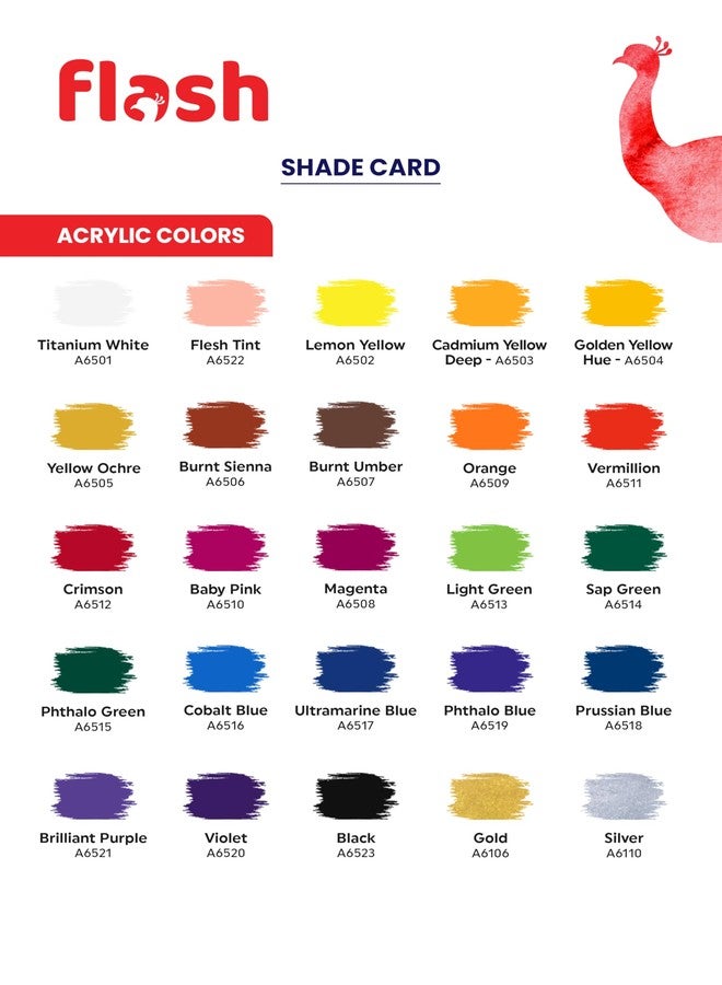 فلاش مجموعة ألوان أكريليك جديدة ومحسّنة من فلاش للبالغين والأطفال والمحترفين - طلاء أكريليك عالي التركيز وصديق للبيئة وغير قابل للبهتان وغير سام ومتعدد الأسطح (50 مل لكل لون، 25 لونًا) - Image 2