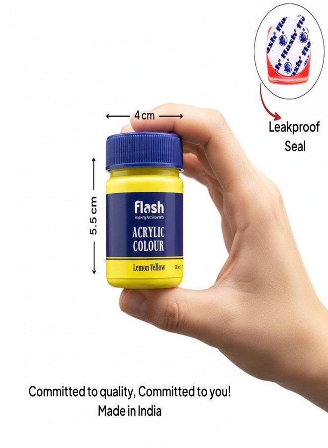 فلاش مجموعة ألوان أكريليك جديدة ومحسّنة من فلاش للبالغين والأطفال والمحترفين - طلاء أكريليك عالي التركيز وصديق للبيئة وغير قابل للبهتان وغير سام ومتعدد الأسطح (50 مل لكل لون، 25 لونًا) - Image 3