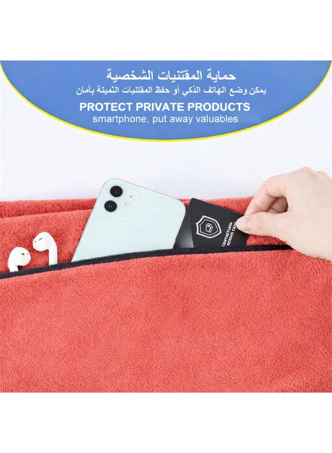 Gym Microfiber Towel with Hidden Zipper Pocket – Ultra Absorbent & Quick Dry – Fits All Gym Equipment - Image 3