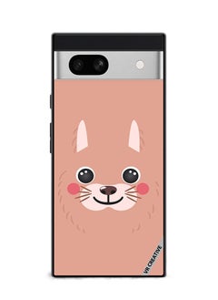 Protective Case Cover For Google Pixel 7a Lama Cartoon Face Design Multicolour