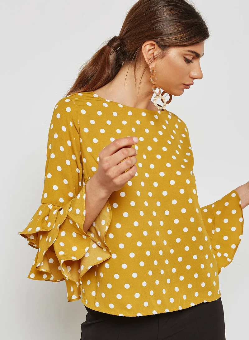 ELLA Polka Dot Tiered Sleeve Top