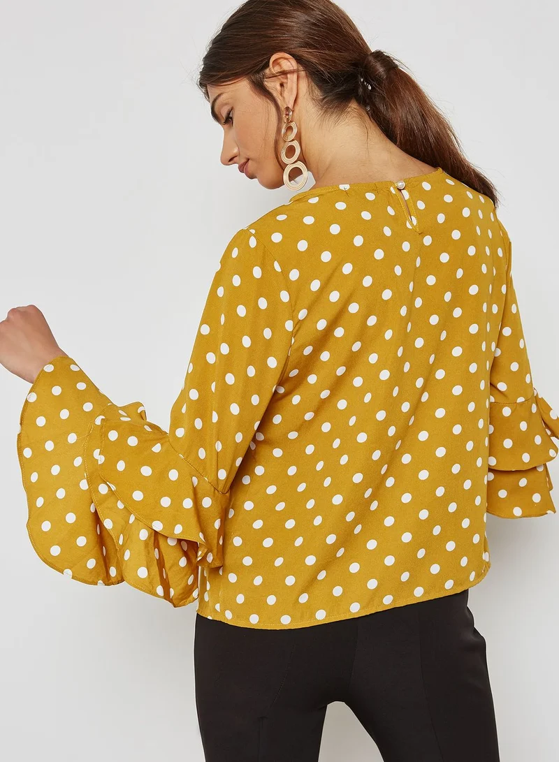 ELLA Polka Dot Tiered Sleeve Top