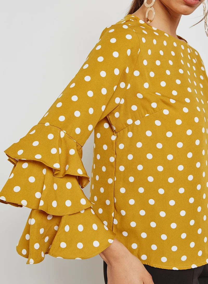 ELLA Polka Dot Tiered Sleeve Top