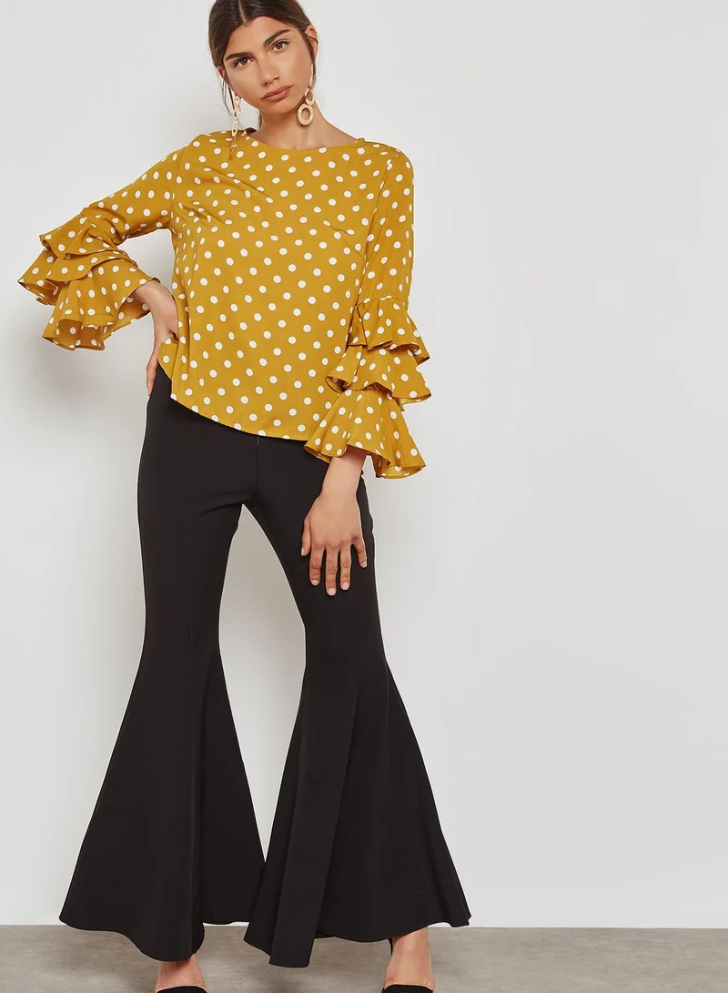 ELLA Polka Dot Tiered Sleeve Top