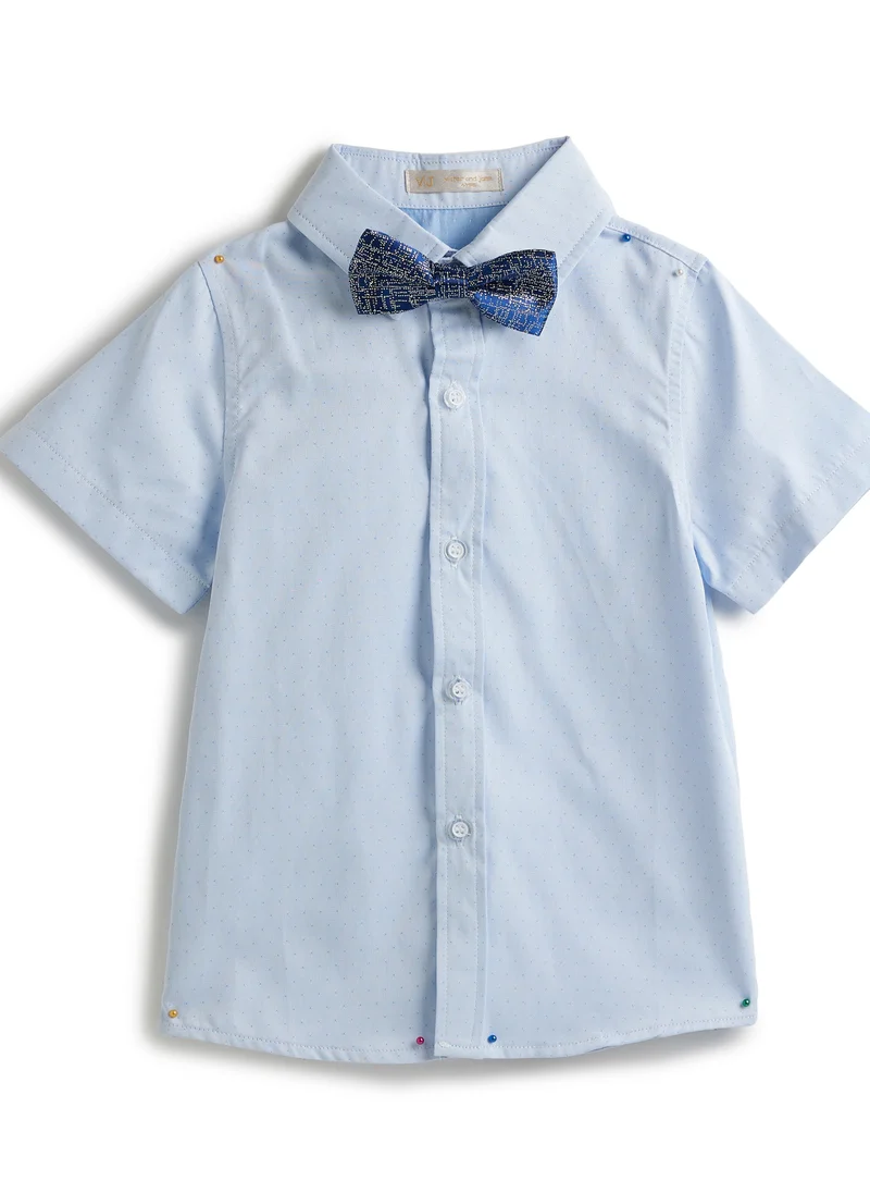 victor and jane Blue Waistcoat And Short Set With Shirt And Bow Tie