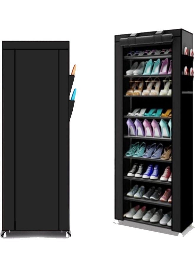 9-Tiers Shoe Cabinet Rack Black 60x30x160cm  - Image 2