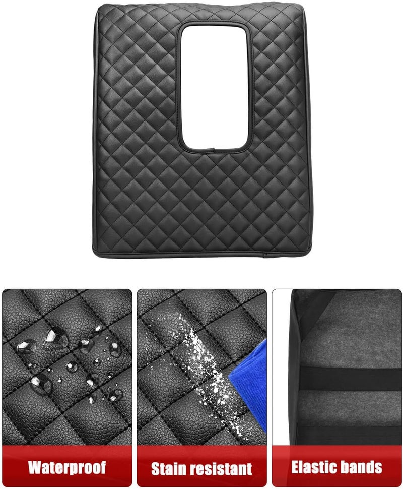 KBH Center Console Armrest Cover for Toyota Tundra 2014-2021, Vinyl Leather Trim, Arm Rest Cushion Pad, Anti-Scratch, Black - Image 5