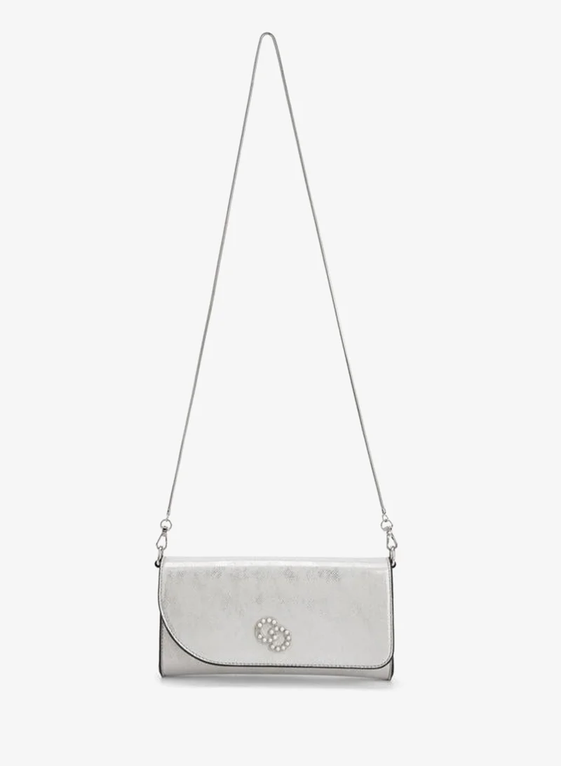 Celeste SILVER Textured Crossbody Bag With Detachable Chain Strap for Women | Best Price UAE