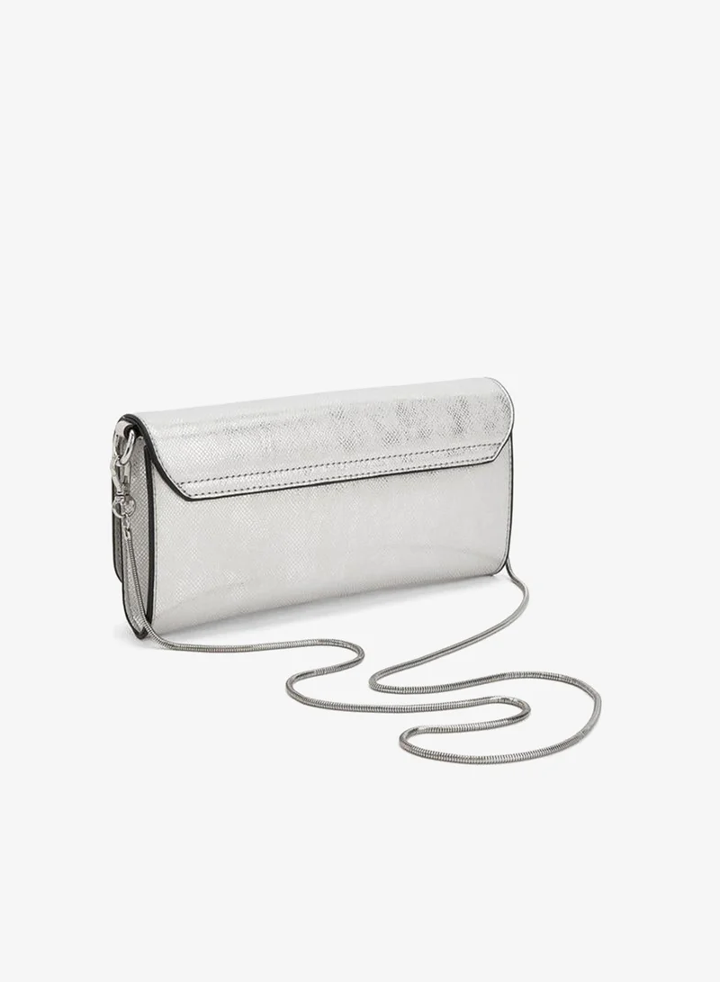 Celeste SILVER Textured Crossbody Bag With Detachable Chain Strap for Women | Best Price UAE