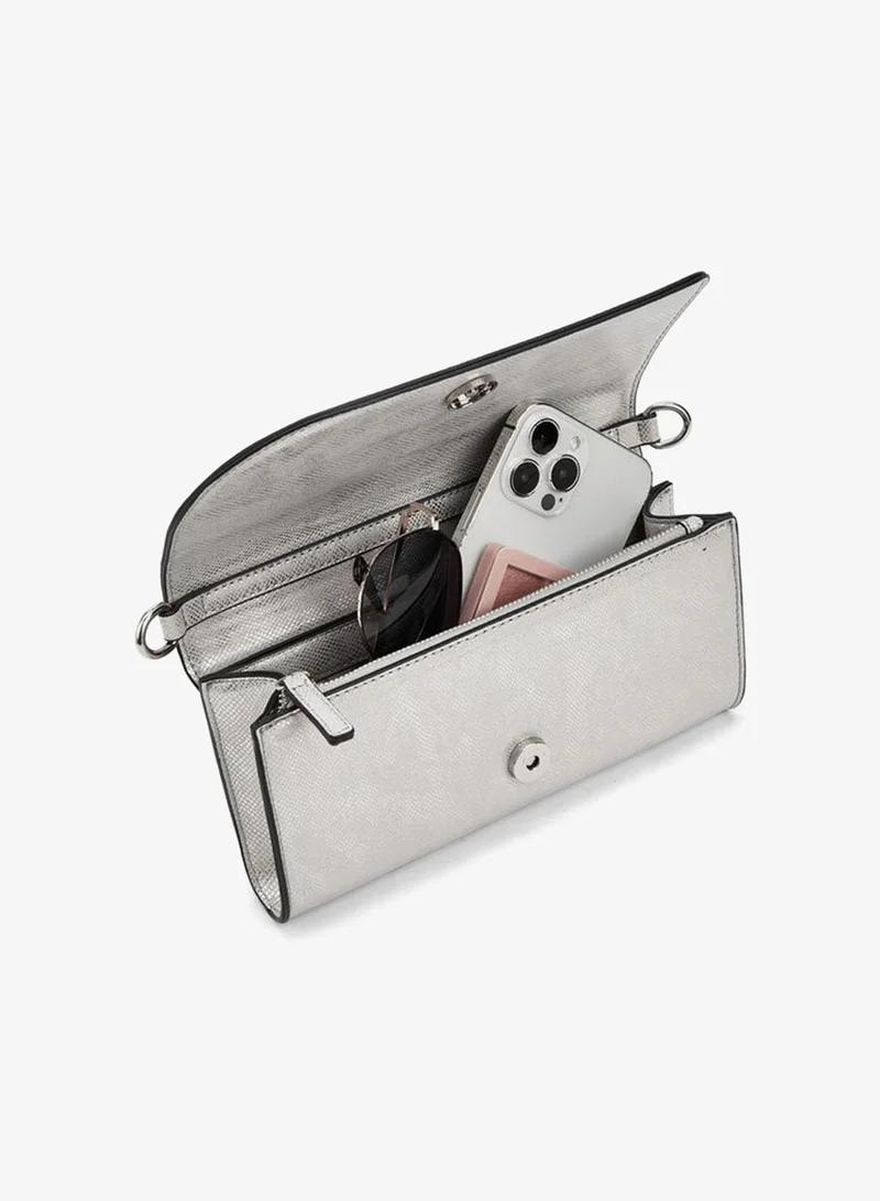 Celeste SILVER Textured Crossbody Bag With Detachable Chain Strap for Women | Best Price UAE