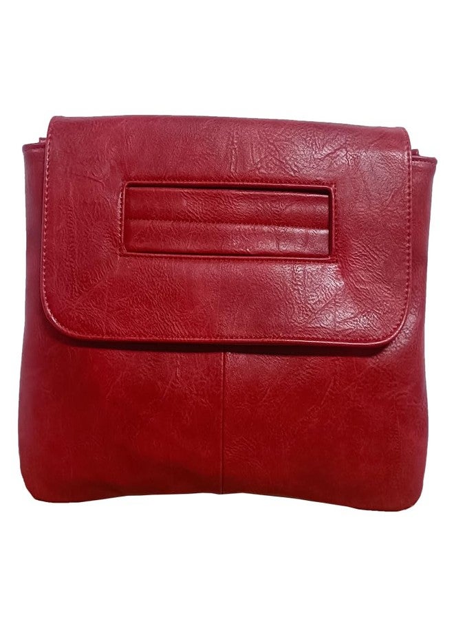 NIGEDU Women Handbags PU Leather Female Clutch Handbag Messenger Bag Large Solid High Capacity (Red) - Image 1