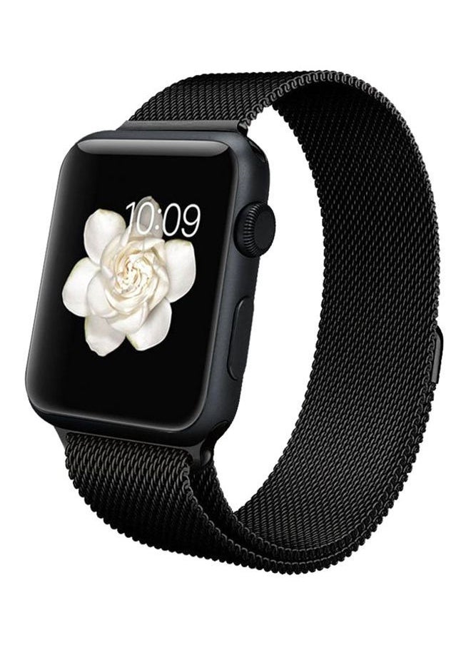 NIBEMINENT - Milanese Stainless Steel Wrist Band For Apple Smart Watch 44 mm Black - Image 1