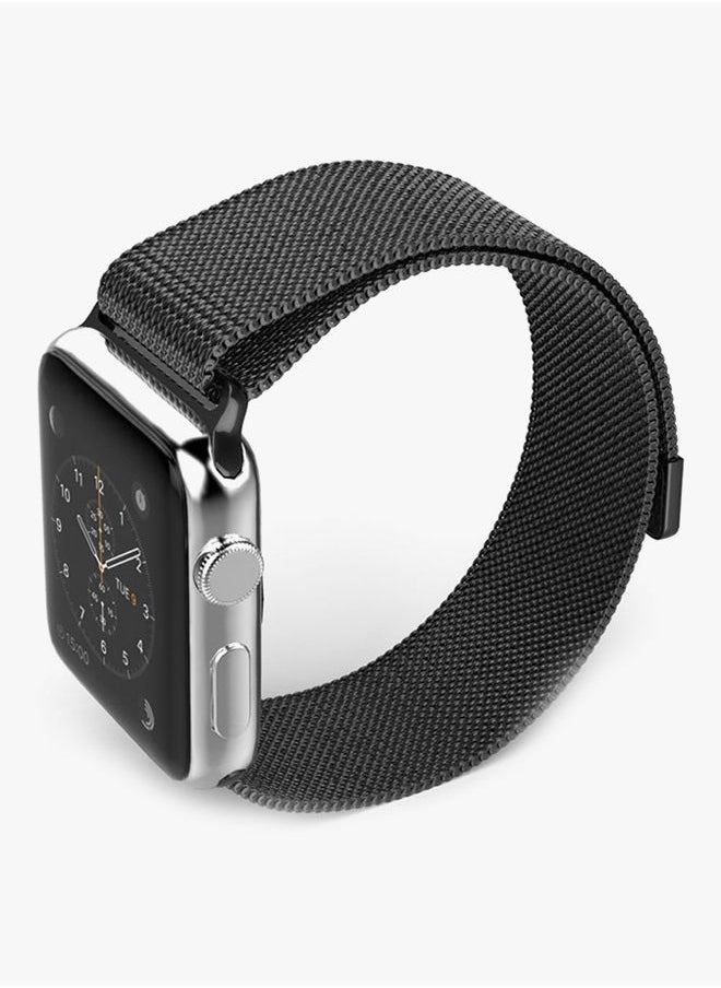NIBEMINENT - Milanese Stainless Steel Wrist Band For Apple Smart Watch 44 mm Black - Image 1