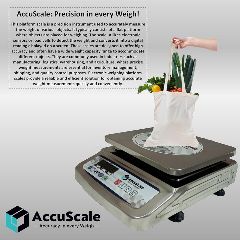 AccuScale ميزان دقيق AccuScale AS01 سعة 30 كجم × 2 جرام دقة من الفولاذ المقاوم للصدأ مع شاشة رقمية خضراء أمامية وخلفية 10x12 بوصة مع بطارية احتياطية لمدة 40 ساعة - Image 5