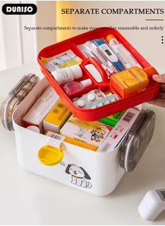 DUNISO 2 Layers Large Medicine Storage Box, Family small safety emergency medical storage box kit travel,Layered Daily Medicine Cabinet,First Aid Storage Box Container Bin with Compartments and Portable Handle for Family  - Image 3