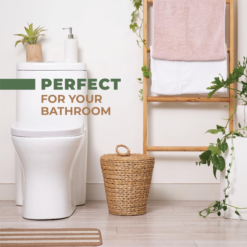 84ECO 3 Gallon Wicker Trash Can with Lid and Liner - Rattan Trash Can - Wicker Waste Basket for Bathroom, Bedroom, Kitchen, Living Room - Image 3