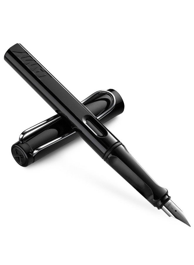 لامي قلم حبر جاف لامي سفاري متوسط الرأس | بلاستيك متين، أسود لامع | مشبك معدني، مقبض مريح | سنّ فولاذي مصقول | مع خرطوشة حبر T 10 زرقاء | مع محول Z 28 - Image 1