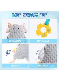 MIXDE Baby stuffed Animal Super Soft Plush Toys - Baby Blankets Sleep Security Toy, Sensory Cute Animal Soft Touch Safe Snuggle Comfort for Plush Toys,Boys Girls Teether Gift for babies 0-12 Month (Grey)  - Image 3