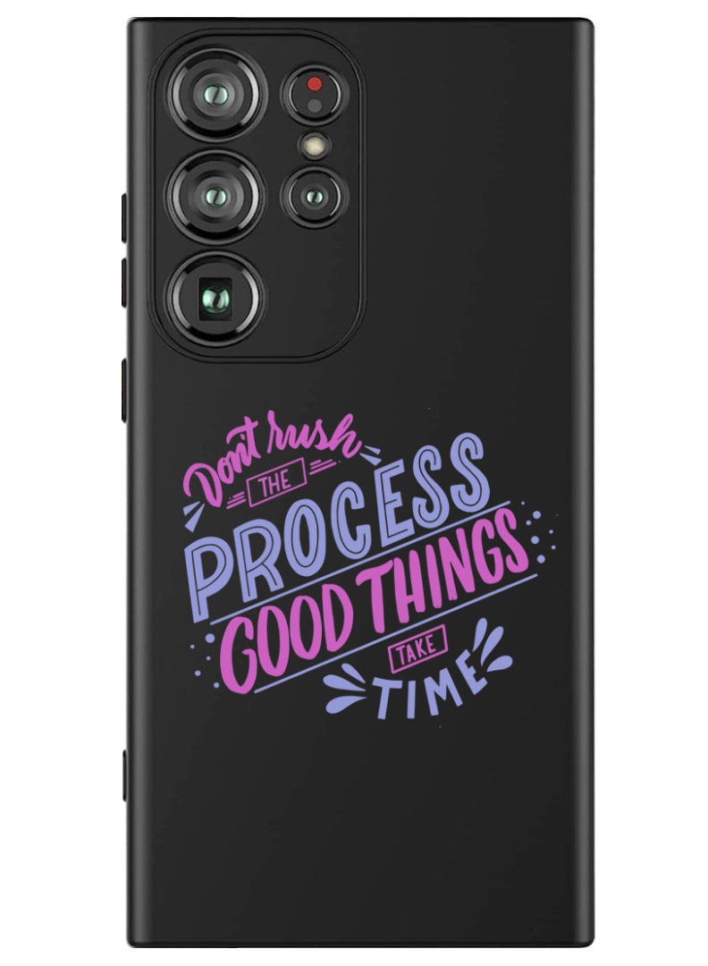 Theodor Protective Slim Fit Case Liquid Silicone Cover with Full Body Protection Anti-Scratch Shockproof Case For Samsung Galaxy S24 Ultra (Black) - Dont rush the Process good things take time  - Image 1