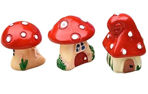 Krisah Pack of 3 Miniature Doll House Accessories Mushroom Huts Resin For DIY Fairy Garden Dollhouse Decor Landscaping Decor,Multicolour - Image 1